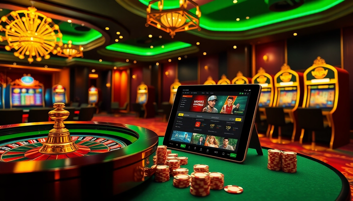 Experience thrilling gaming at https://one88.sa.com/ featuring a vibrant casino scene with roulette and poker.