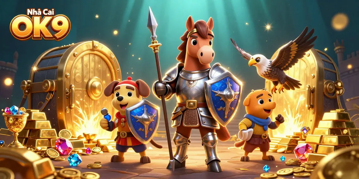 Experience the thrill of winning with Nhà Cái OK9 in an epic casino adventure featuring knights and treasures.
