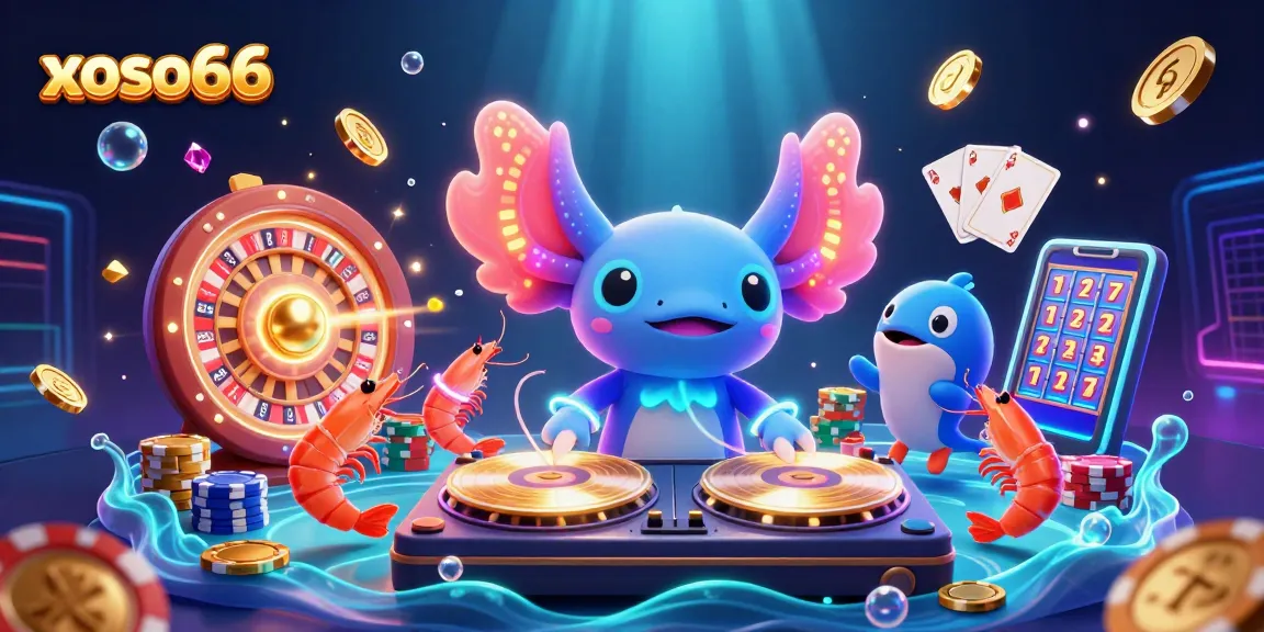 Xoso66 players enjoying a vibrant casino scene with energetic characters and dynamic game elements.