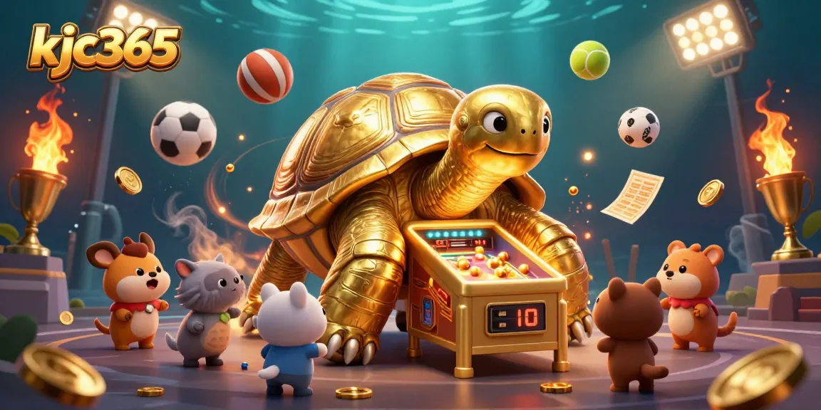 Experience thrilling moments at kjc365 with our colossal pinball tortoise and vibrant casino elements.