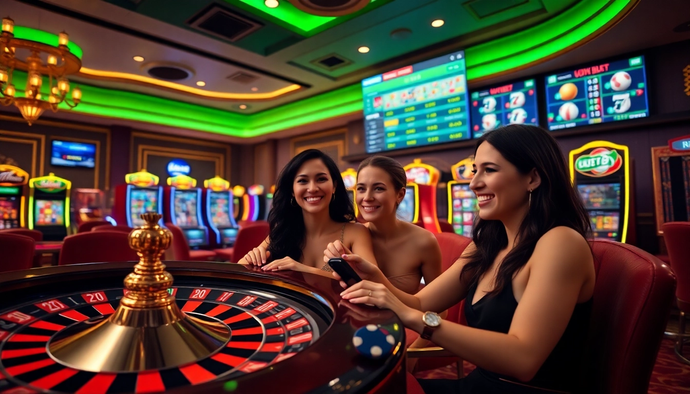 Players enjoying thrilling games at UK88 casino with roulette and poker chips.