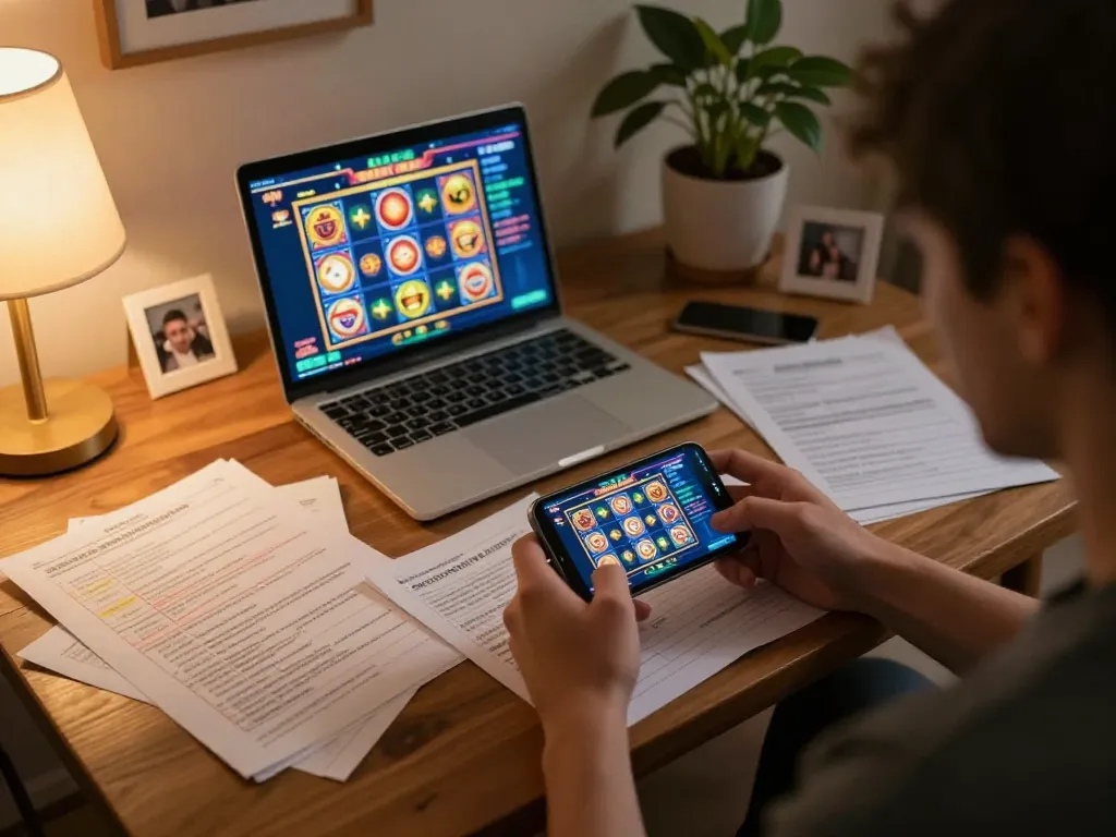 Engaging in online casino gaming with 789bet app on smartphone in a cozy home setting