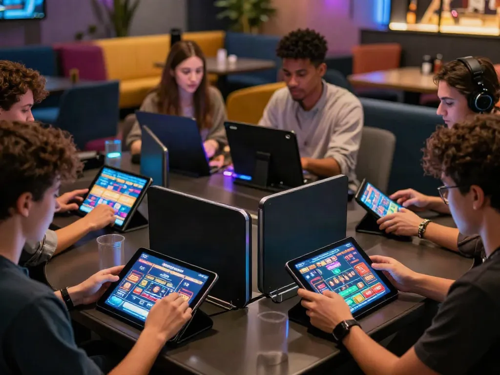 Engaging online gaming experience featuring players using devices at 1da88.it.com.