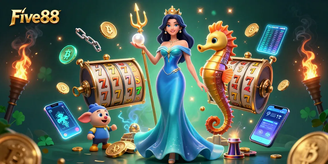 Engage in winning strategies with Five88, showcasing dynamic gambling elements and vibrant casino themes.