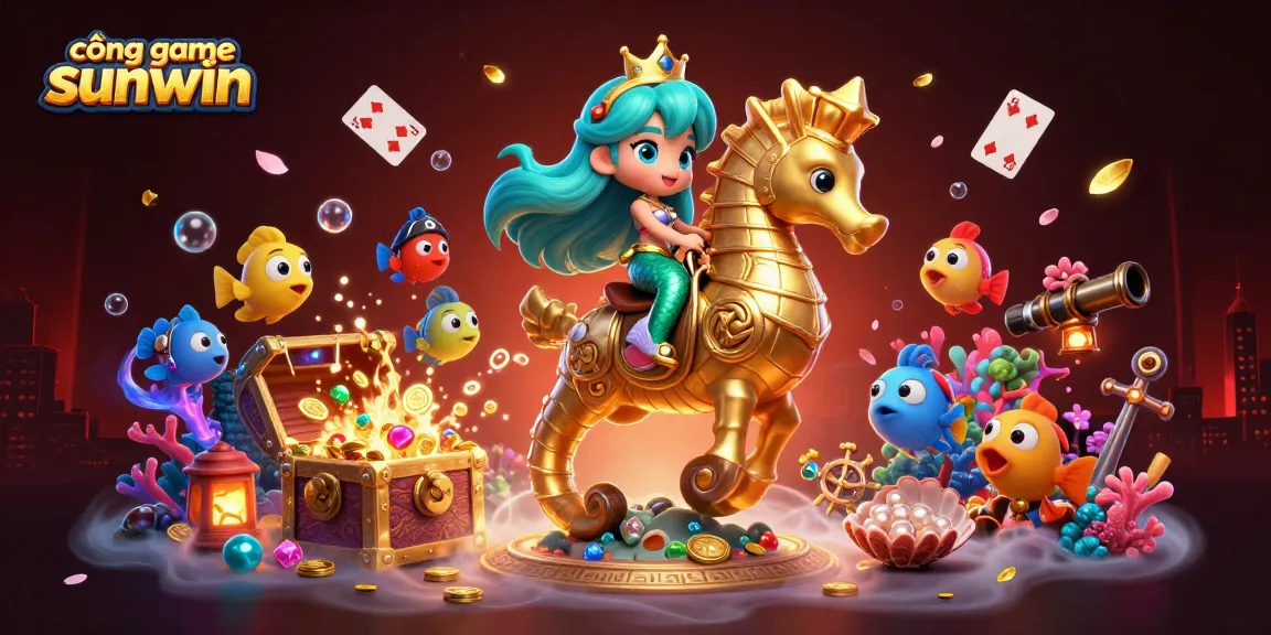Immerse in the vibrant world of cổng game sunwin, featuring a magical mermaid princess exploring underwater treasures.