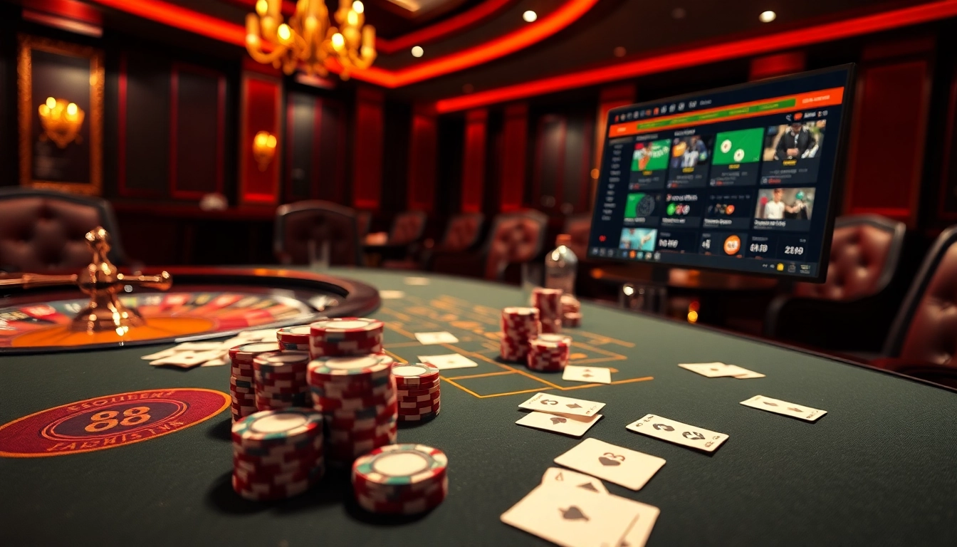Experience thrilling online gameplay with GO88 as players engage at a luxurious casino table.