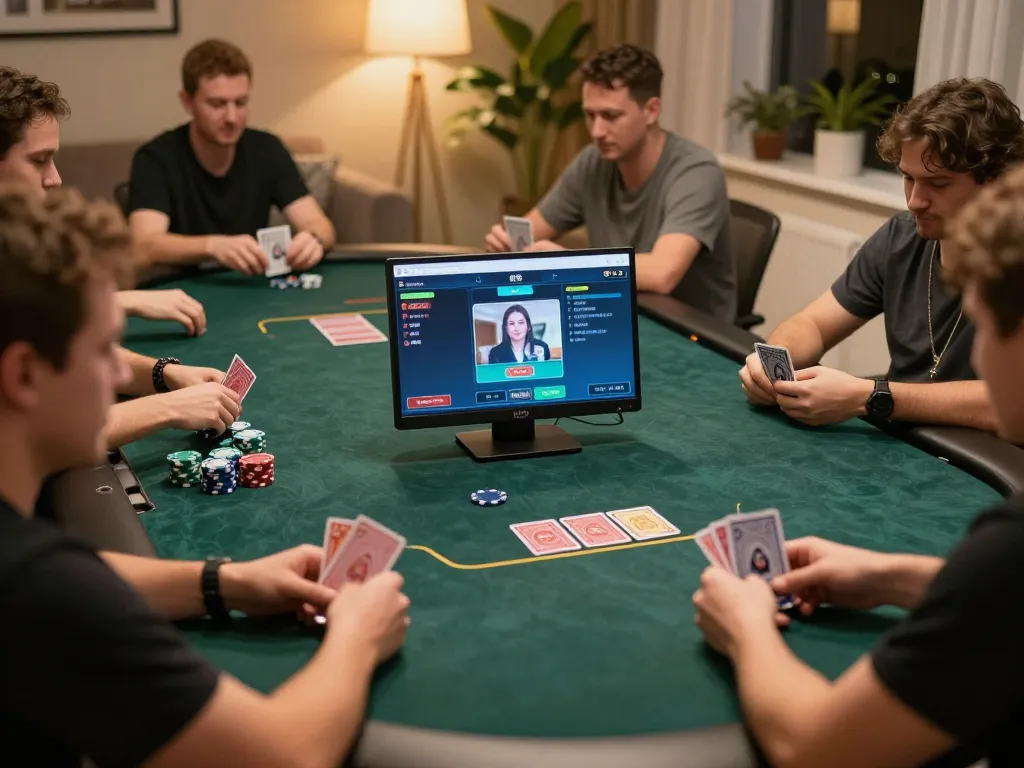 Players engaging in an online poker game with the vb88 link vào displaying strategic gameplay and competitive interaction