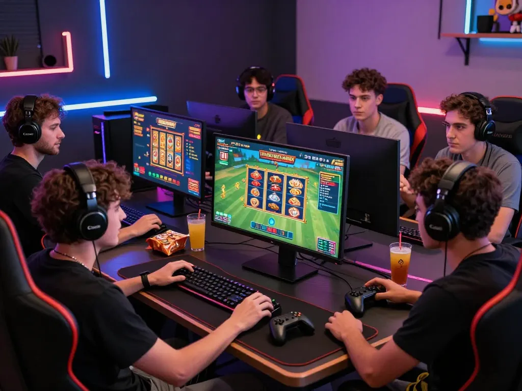 Experience the thrill of online betting and gaming with link vào 789win, showcasing a lively group of friends in an engaging gaming setup.