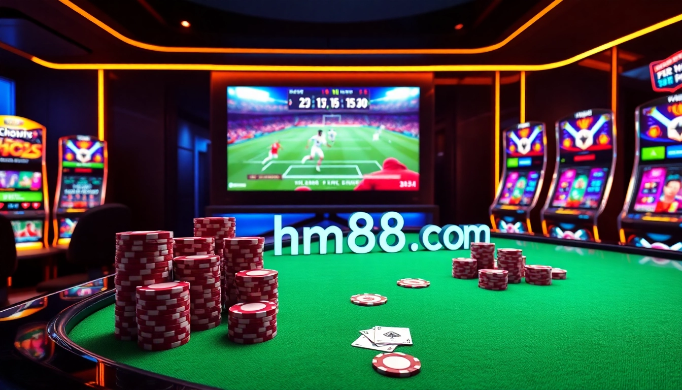 Engaging poker session with high-stakes betting chips at hm88.com online casino table