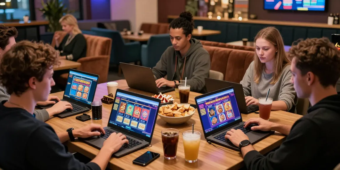 Players enjoying their favorite credit card casino sites in a vibrant online gaming lounge.