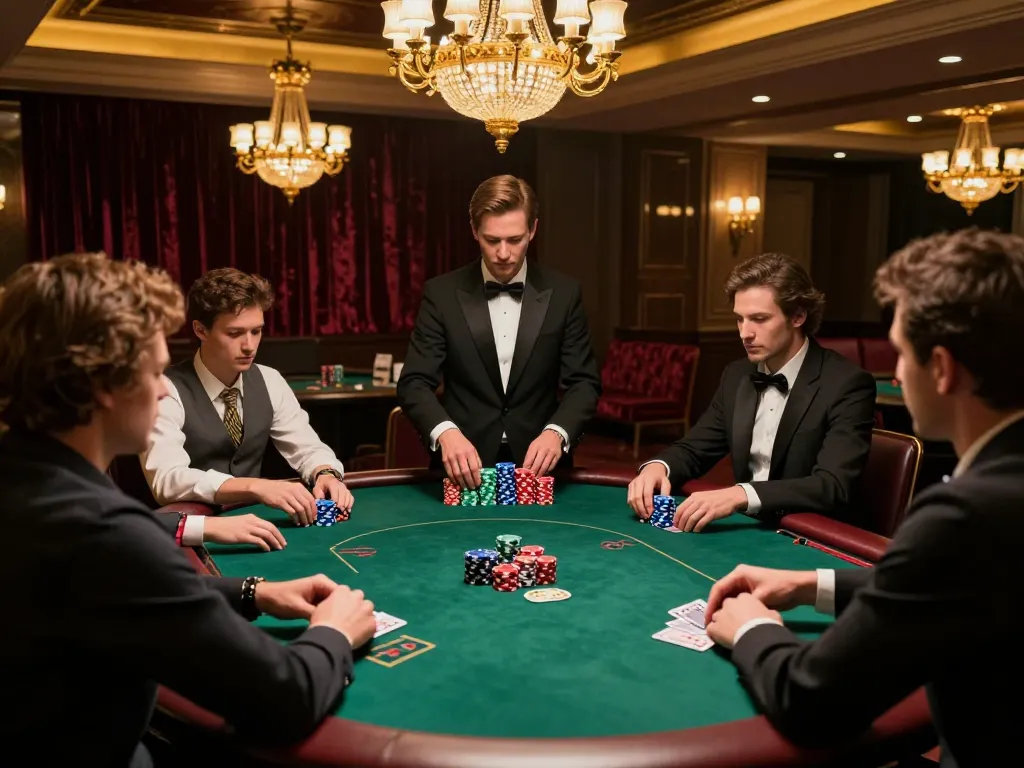 Players strategizing and placing bets at a high-stakes poker table in the 999bet casino.
