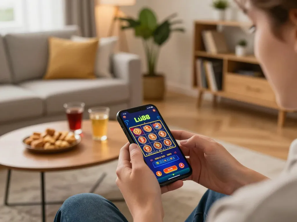 Player enjoying a thrilling session on the Lu88 casino app, showcasing an engaging online gaming environment.
