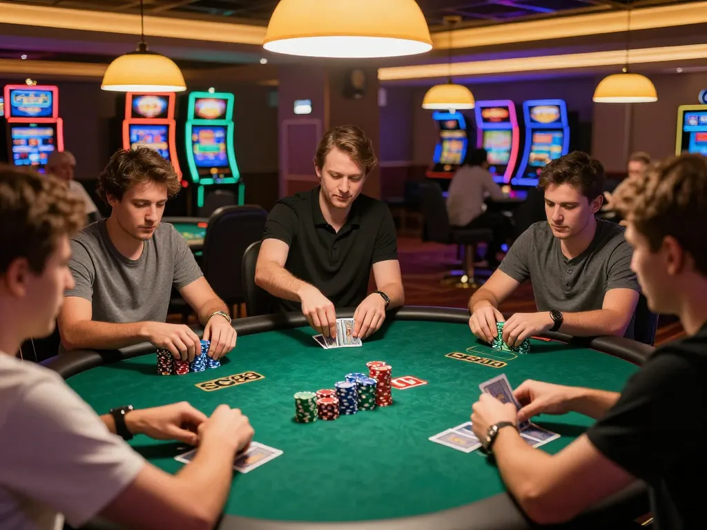 Players at SC88 engaged in a high-stakes poker game, highlighting strategic betting moments.