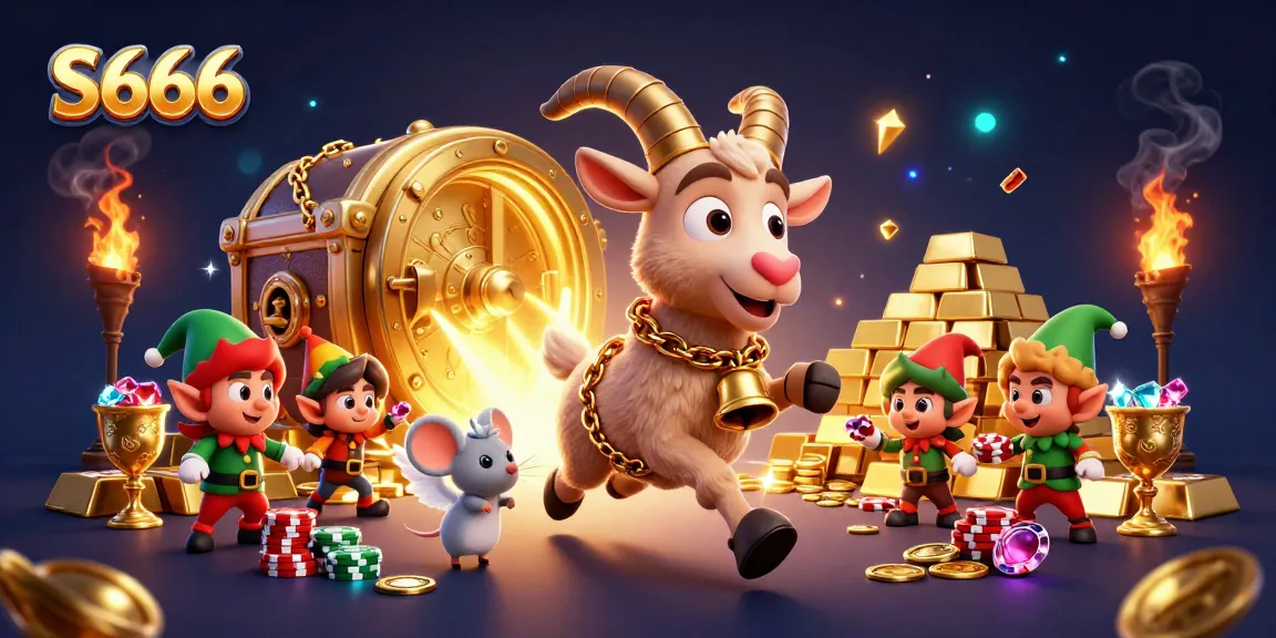 S666 offers exciting games with vibrant characters in a dynamic online casino setting, featuring gold and gems.