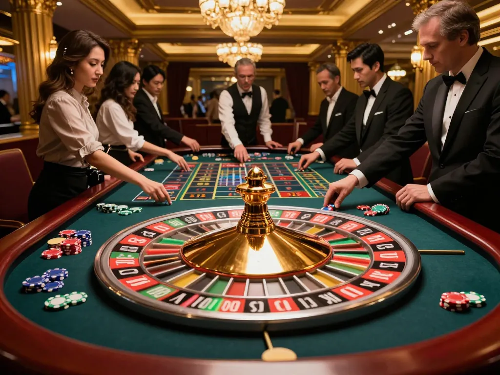 Engaging gameplay at Trang chủ Vk88 with players betting on a vibrant roulette table.