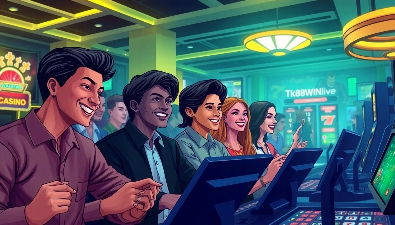 Exciting online gaming experience at tk88win.live showcasing diverse players engaged in casino games.