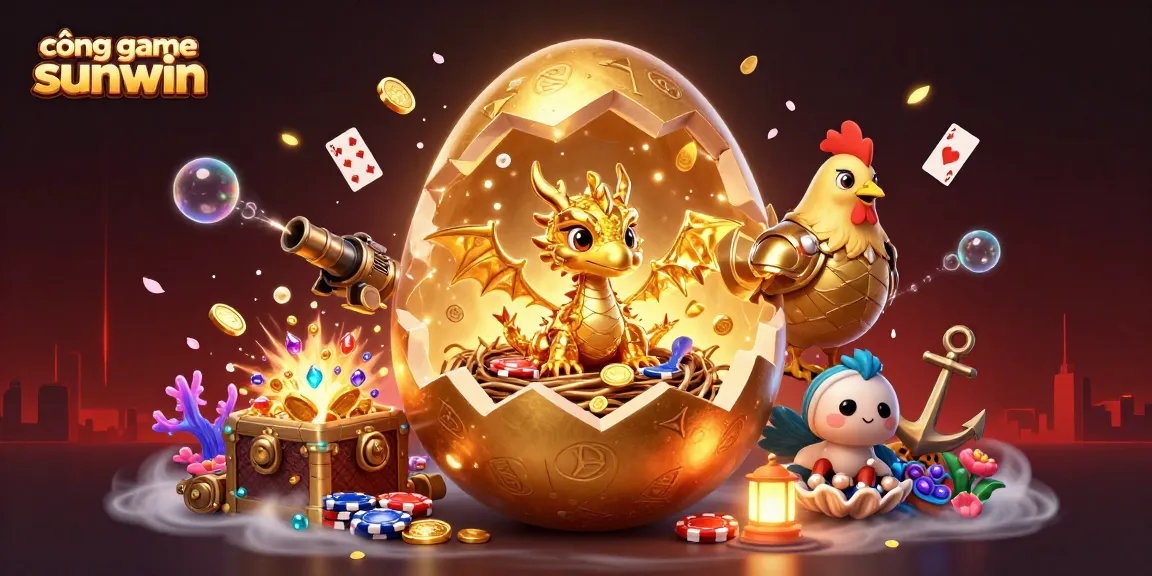 Experience thrilling wins at cổng game sunwin with a golden dragon and poker chips.