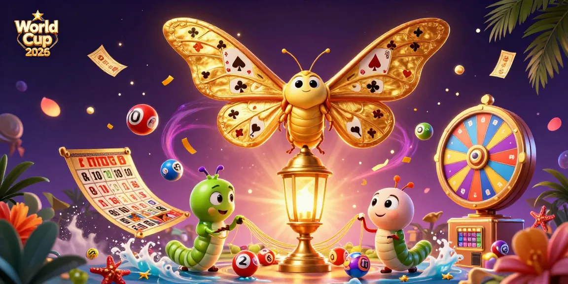 World Cup 2026 themed 3D illustration with vibrant casino elements, showcasing an atlas moth perched on a golden lantern.