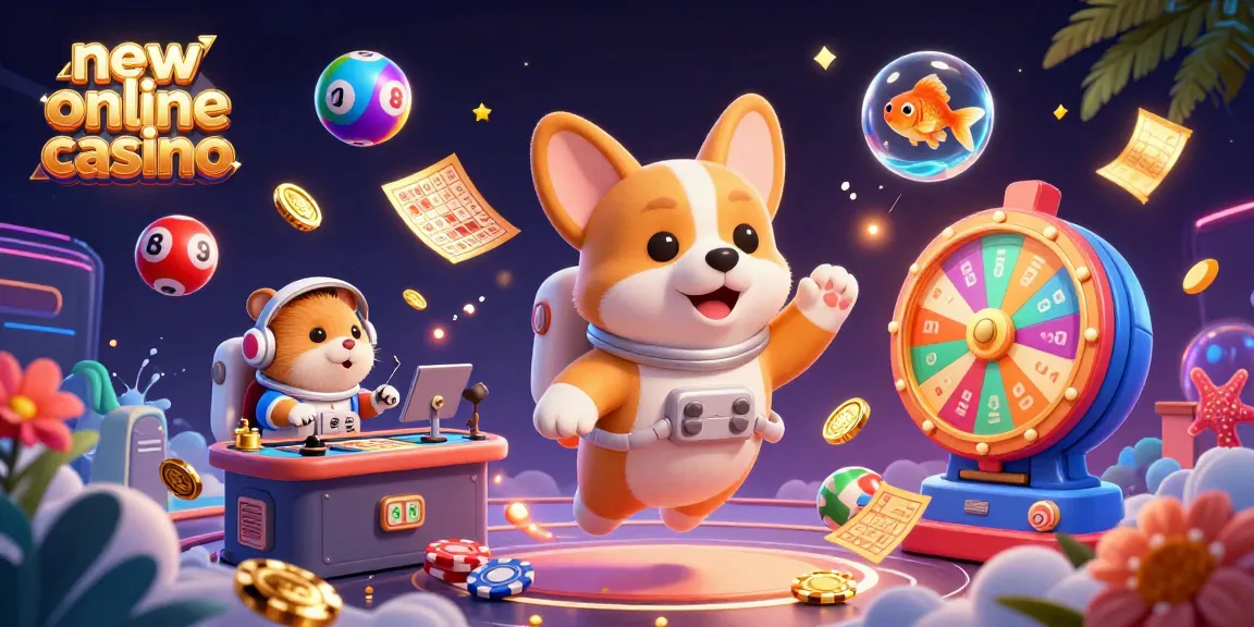 Experience the thrill of a new online casino with a floating astronaut corgi in a lively scene.