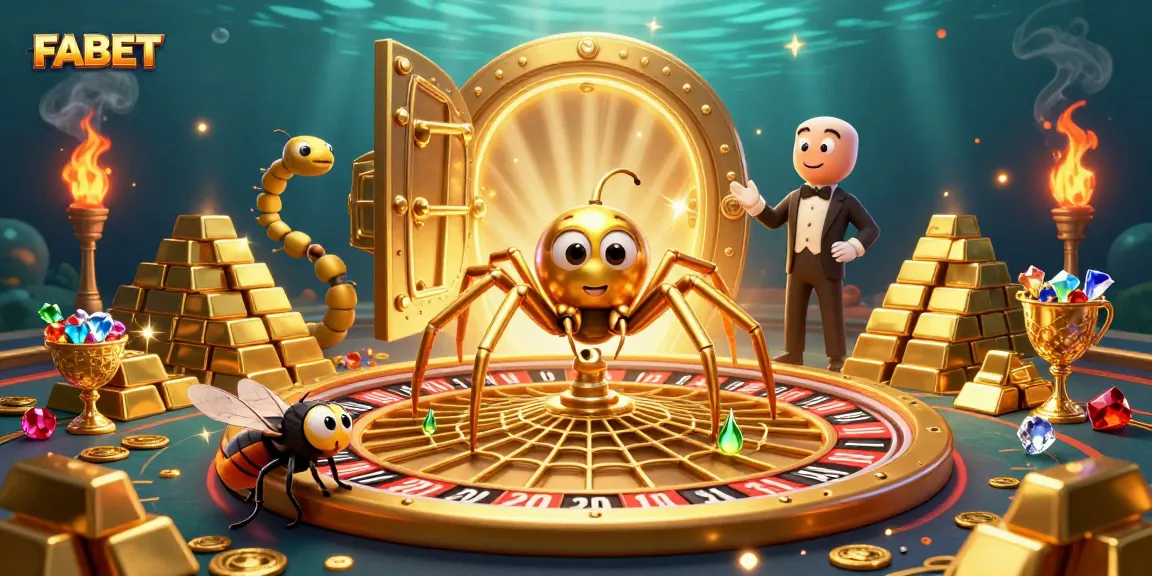Place your bets at FABET with this dynamic casino scene featuring a spider and a centipede dealer.