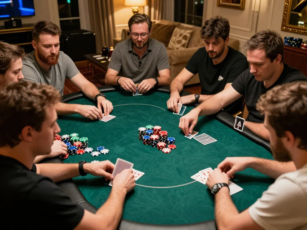 Players strategizing at a poker table, experiencing the thrilling atmosphere of BL555 gaming