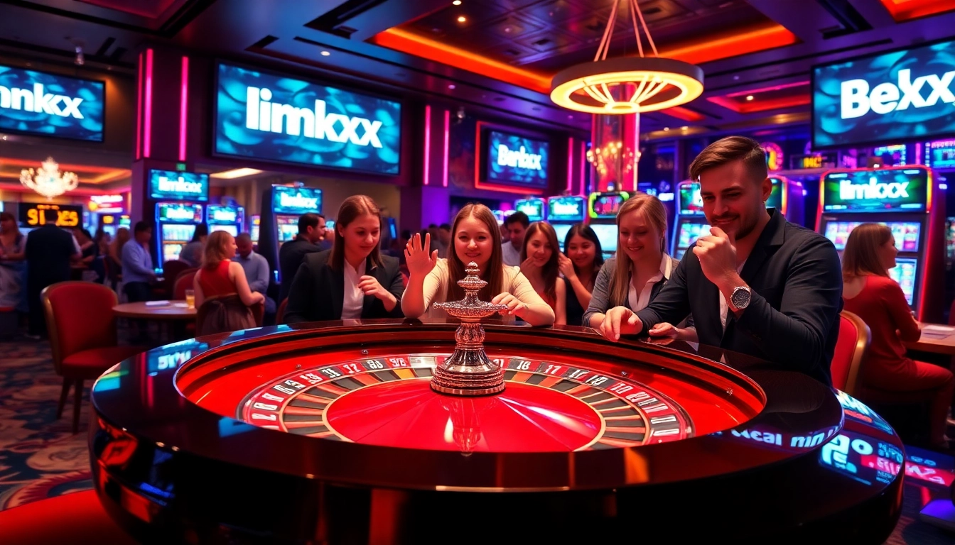 Players placing bets on a roulette table at 8XX casino, showcasing a vibrant gambling atmosphere.