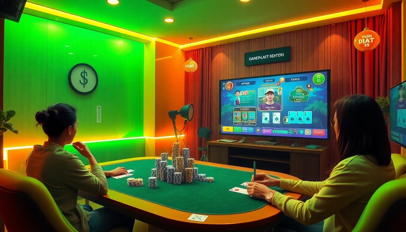 Engaging online gaming scene featuring card games from gamebaidoithuong.com.vc, showcasing vibrant interactions and rewards.