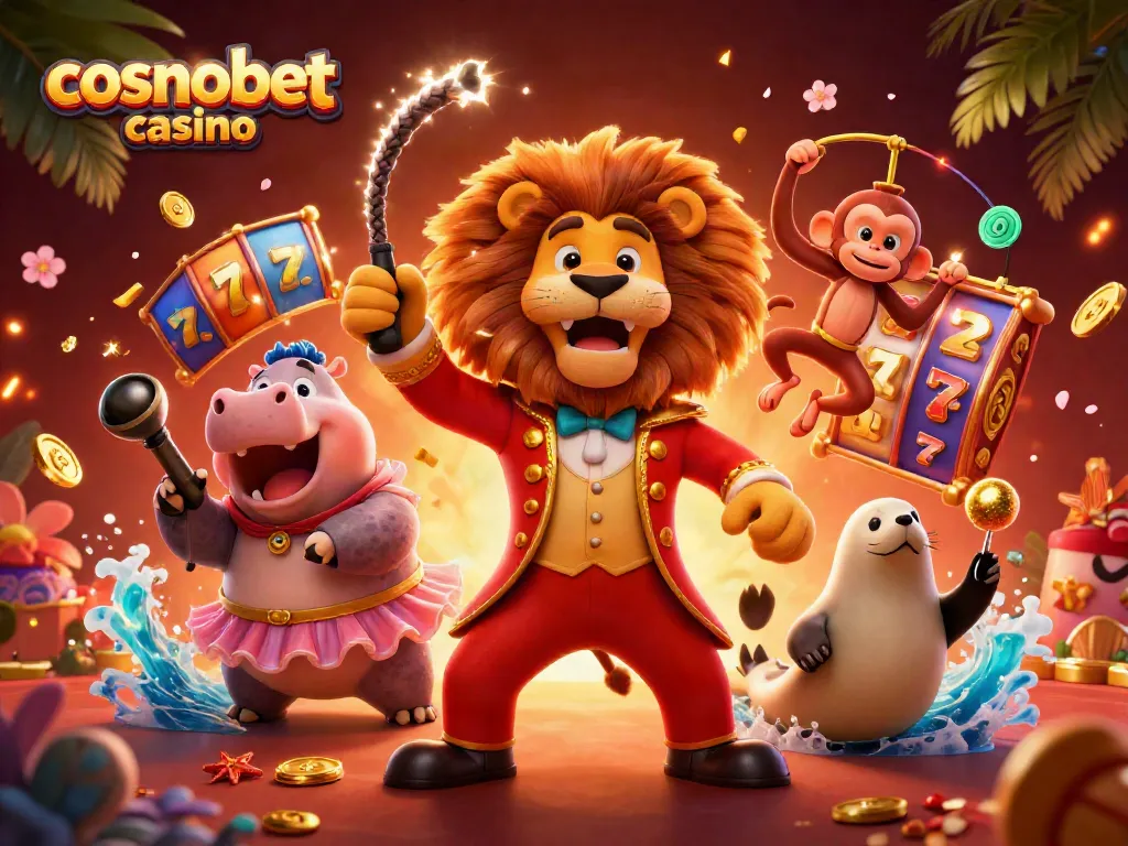 Experience the thrill of cosmobet casino with vibrant characters and dynamic slot reels.