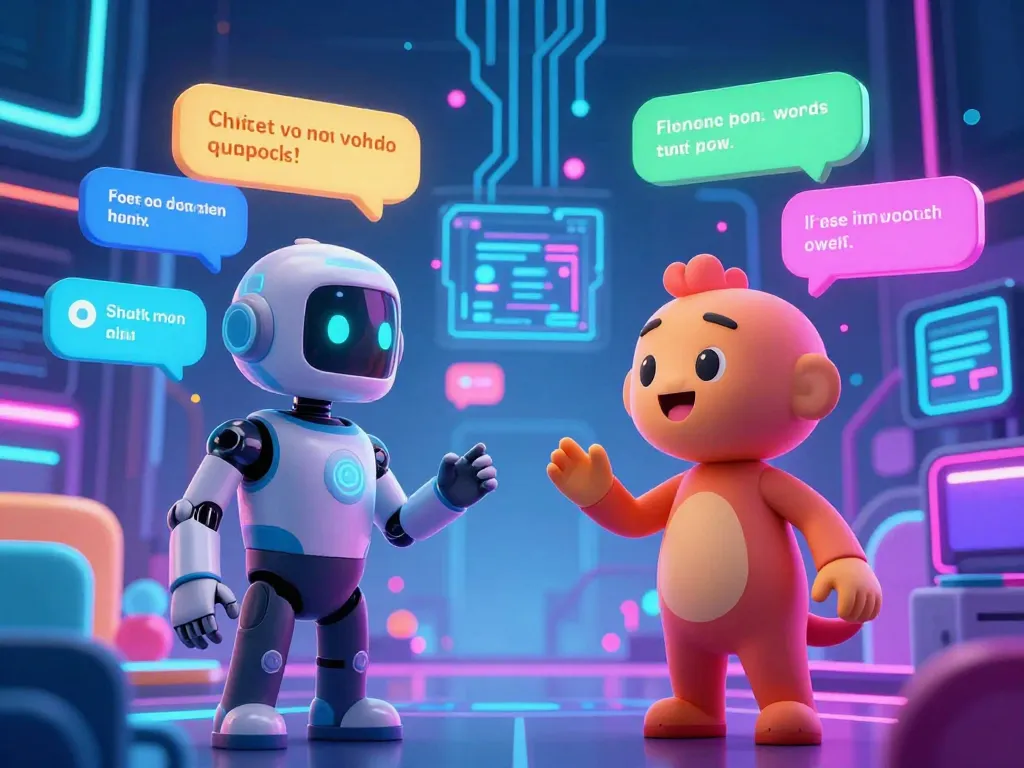 Engaging ai porn chat experience between animated avatars in a futuristic digital environment