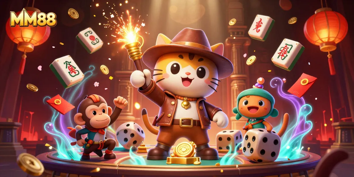 Experience the thrilling adventure at MM88, discovering golden casino artifacts in an action-packed scene.
