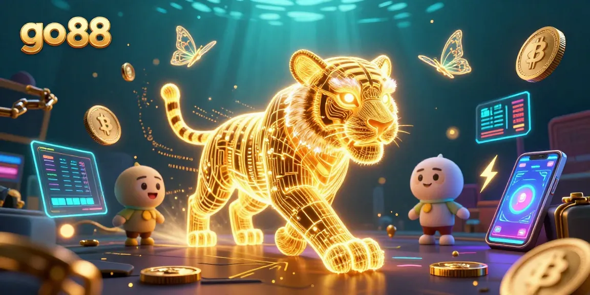 Engage in exciting experiences at go 88 with a golden tiger lighting up the digital casino