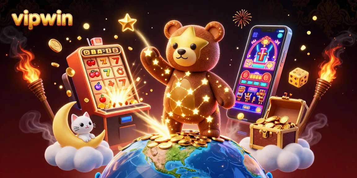 Experience the excitement at vipwin with vibrant casino games, golden coins, and dynamic characters.