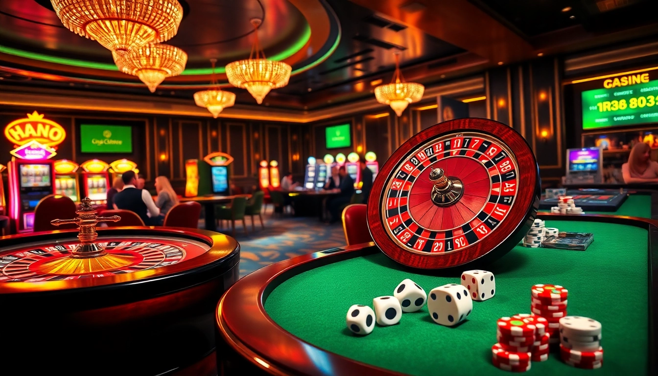 Experience the excitement of online gaming at https://rr88c.pro/ through our vibrant casino scene with players at tables.