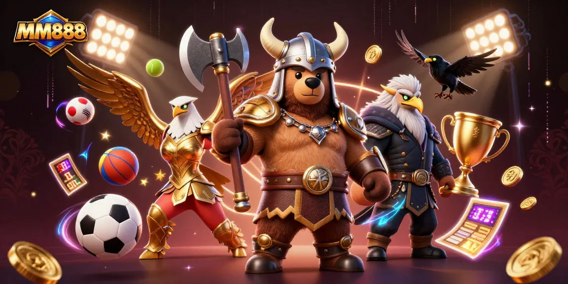 Experience exhilarating gaming with MM888, featuring dynamic sports betting action and vibrant characters.