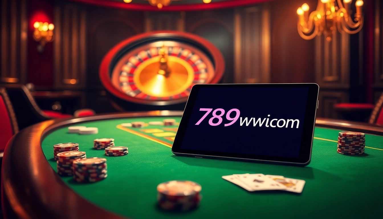 Engaging casino image illustrating poker excitement and the online 789win com interface for gamblers
