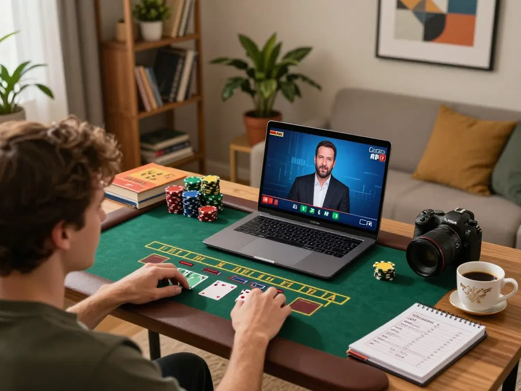 Engaging online blackjack gameplay scene featuring xi88 on a laptop in a cozy home setting.