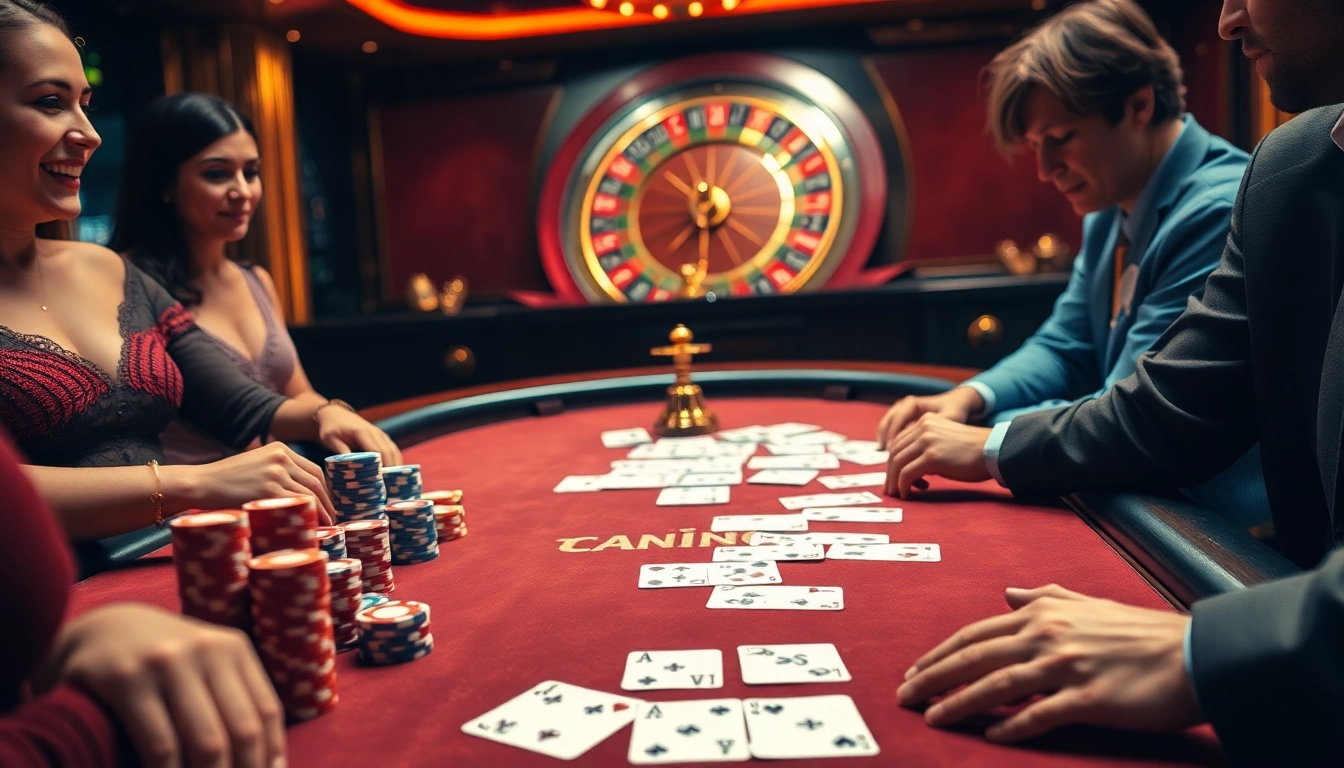 Experience the excitement of gambling at https://tr88.autos/ with a vibrant poker table scene full of chips and cards.