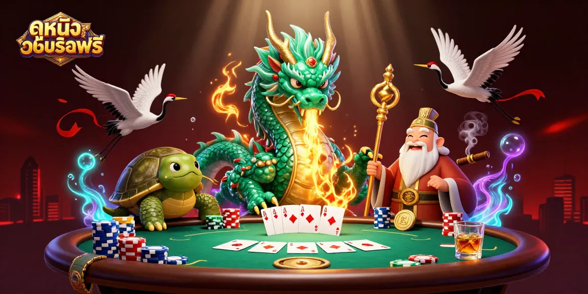 Engage in ดูหนังออนไลน์ฟรี while experiencing rich casino action with animated dragons and wise turtle