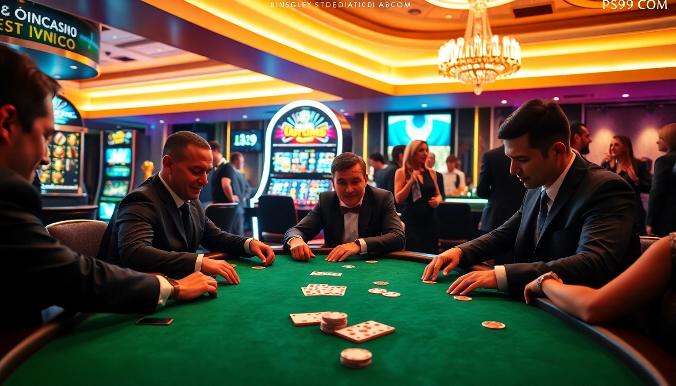 Experience the thrill of betting at PS99 COM with professional poker players engaged in an intense game.