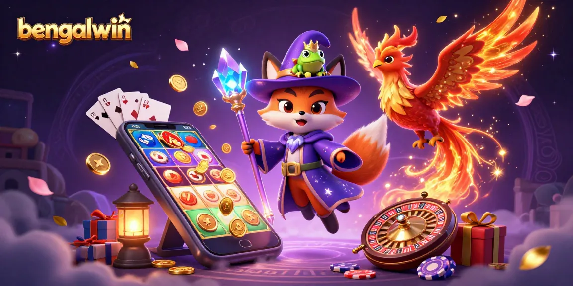 Engage in thrilling gaming experiences with Bengalwin's vibrant 3D casino illustration showcasing magical elements.