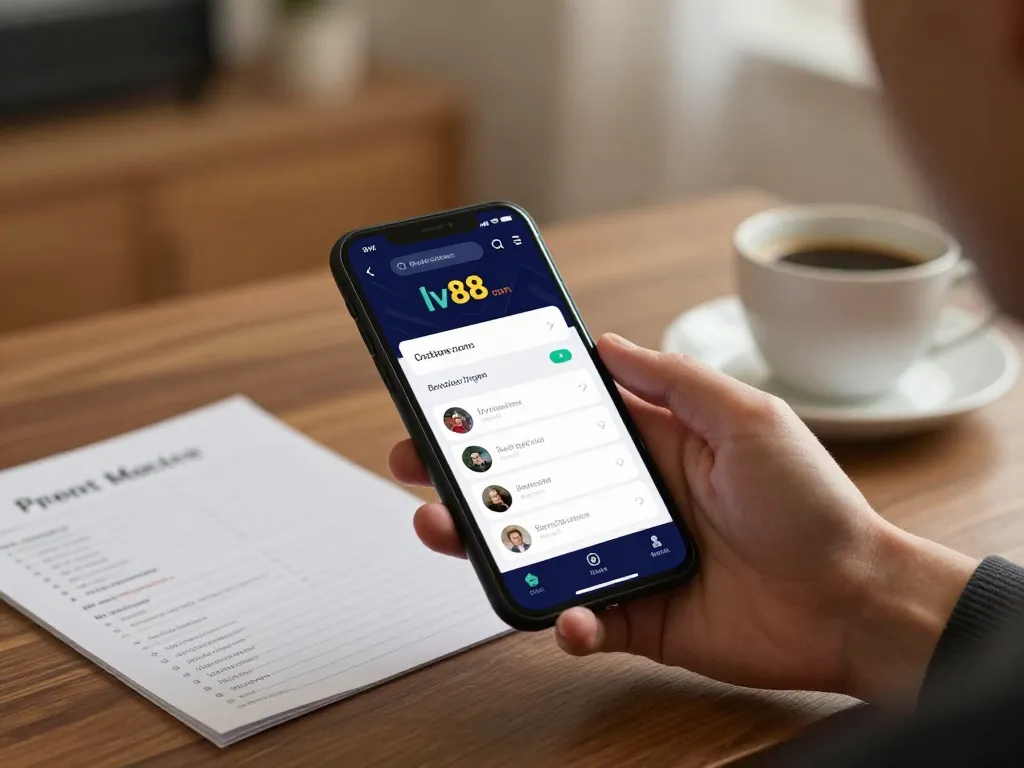 Person using lv88 com mobile app for online betting while enjoying a cozy home atmosphere.