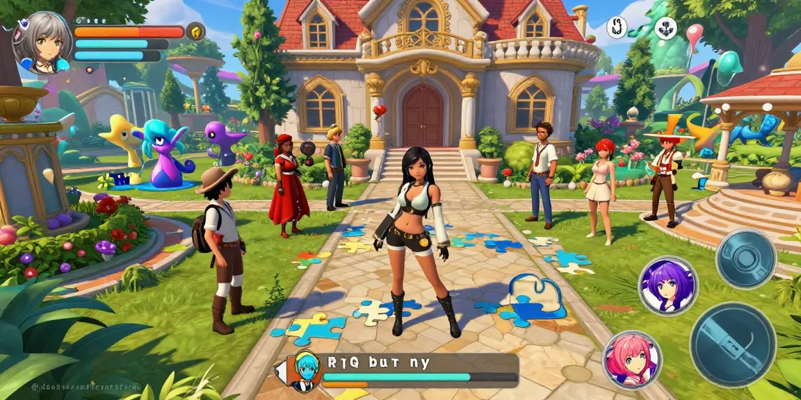 Engaging scene from Degrees of Lewdity virtual game, featuring animated characters and a vibrant fantasy mansion atmosphere.